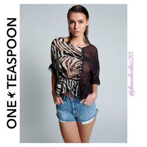 ONE TEASPOON The One High Waist Cheeky Denim Shorts Ocean 29 NWT O-130